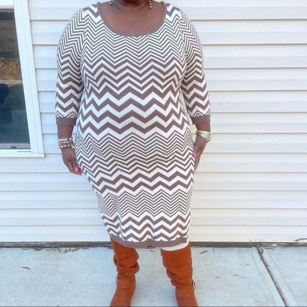 Zigzag Pattern Sweater Dress - image 1
